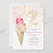 Invitation Baby shower de glace rose et or (Devant)