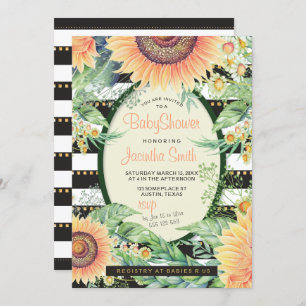 Invitation Baby shower de glaces Tournesol Rustique moderne