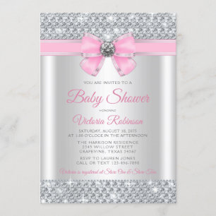 Invitation Baby shower de Glam Girl Bling Silver