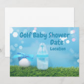 Invitation Baby shower de golf avec balle de golf et bouteill (Devant / Derrière)