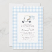 Invitation Baby shower de golf Blue En vichy (Devant)