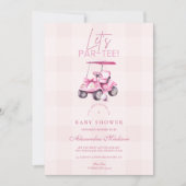 Invitation Baby shower de golf de fille rose (Devant)