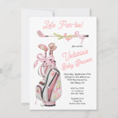 Invitation Baby shower de golf Girly Preppy (Devant)