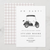 Invitation Baby shower de golf miniature moderne Oh baby Blac (Devant / Derrière)