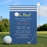 Invitation Baby shower de golf Navy Blue Stripes<br><div class="desc">Navy Blue Stripes Golf Boy Baby Shower Invitations.</div>