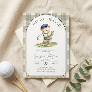Invitation Baby Shower de Golf, Nouveau dans le Club Ourson