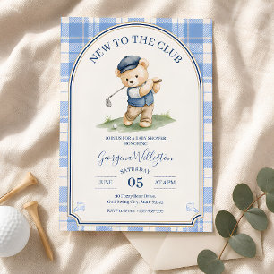 Invitation Baby-Shower de golf, Nouvel Arrivé au Club Ourson