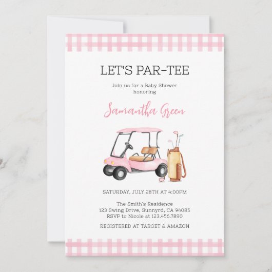 Invitation Baby shower de golf pour filles (Devant)