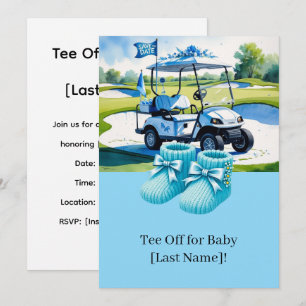 Invitation Baby shower de golf pour garçon avec voiturette de