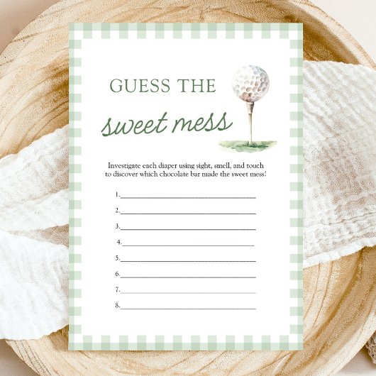 Invitation Baby Shower de Golf Vert Sauge Devinez le doux dés