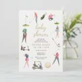 Invitation Baby shower de golf Watercolor (Debout devant)