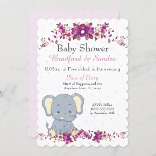 Invitation Baby shower de gouttes de pluie de fleurs rose mig
