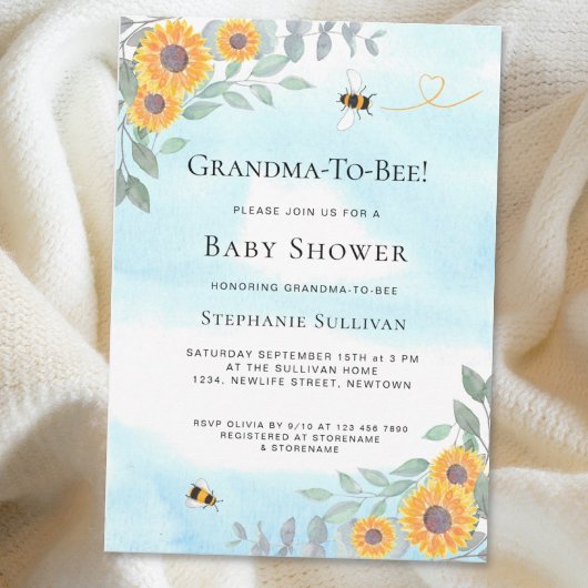 Invitation Baby shower de grand-mère à abeille
