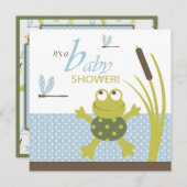 Invitation Baby shower de grenouille à ruban et de libellule (Devant / Derrière)