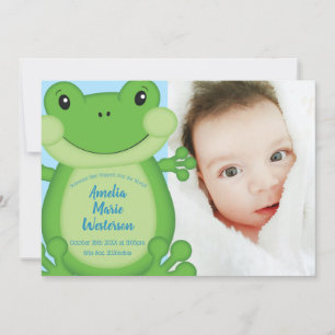 Invitation Baby shower de grenouille bleu