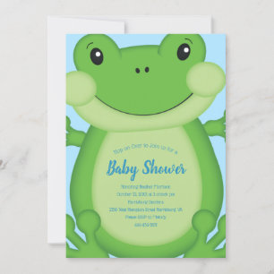 Invitation Baby shower de grenouille bleu