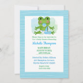Invitation Baby shower de grenouille bleu et vert (Devant)