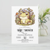 Invitation Baby shower de grenouille lunaire coloré (Debout devant)