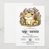 Invitation Baby shower de grenouille lunaire coloré (Devant / Derrière)