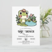 Invitation Baby shower de grenouille mignonne enchanté (Debout devant)
