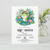Invitation Baby shower de grenouille Pastel de charme (Debout devant)