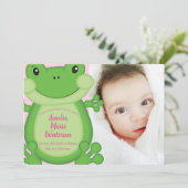 Invitation Baby shower de grenouille rose (Debout devant)