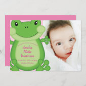 Invitation Baby shower de grenouille rose (Devant / Derrière)