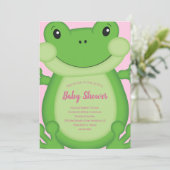 Invitation Baby shower de grenouille rose (Debout devant)
