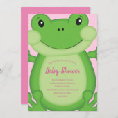 Invitation Baby shower de grenouille rose (Devant / Derrière)