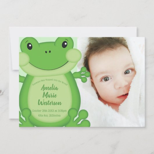 Invitation Baby shower de grenouille vert (Devant)