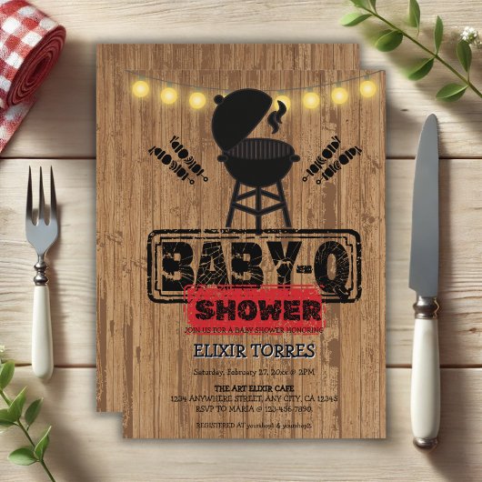 Invitation Baby shower de grillades rustique barbecue-bébé
