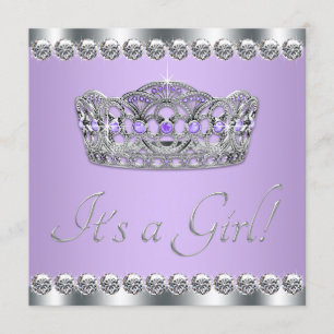 Invitation Baby shower de gris argenté et de pourpre