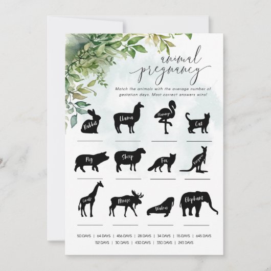 Invitation Baby shower de grossesse animale (Devant)
