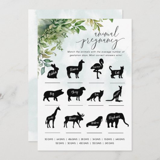 Invitation Baby shower de grossesse animale (Devant / Derrière)