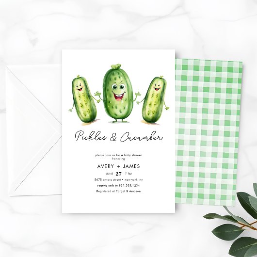 Invitation Baby shower de grossesse vert Picks Concombre