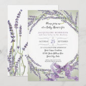 Invitation baby shower de guirlande de fleur de la lavande (Devant / Derrière)