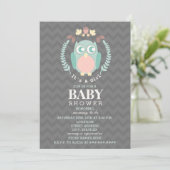 Invitation Baby shower de guirlande de hibou - fille (Debout devant)