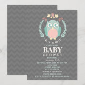 Invitation Baby shower de guirlande de hibou - fille (Devant / Derrière)