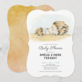 Invitation baby shower de haies de bois aquarelle (Devant / Derrière)