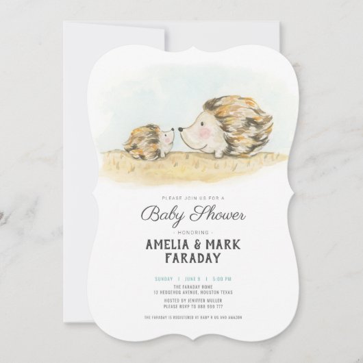 Invitation baby shower de haies de bois aquarelle (Devant)