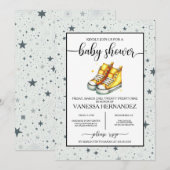 Invitation Baby shower de haut-de-haut bébé jaune (Devant / Derrière)