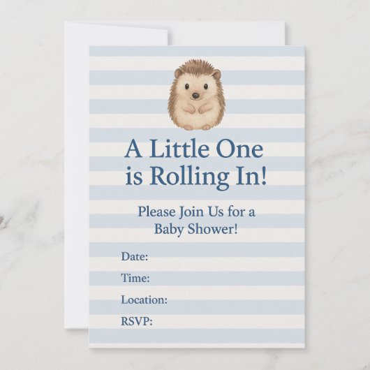 Invitation Baby shower de hérisson (Devant)