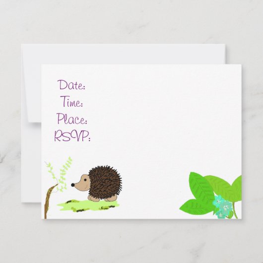 Invitation Baby shower de hérisson (Dos)