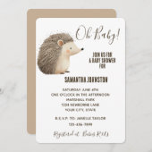 Invitation Baby shower de hérisson Brown à la crème blanche m (Devant / Derrière)