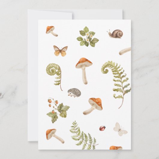 Invitation Baby shower de Hérisson de champignons (Dos)
