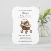 Invitation Baby shower de hérisson pour bébé victorien (Debout devant)