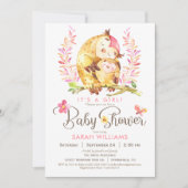 Invitation Baby shower de hibou, fille (Devant)