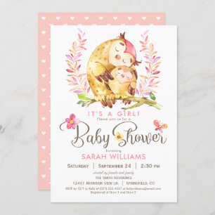 Invitation Baby shower de hibou, fille
