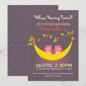 Invitation Baby shower de hibou - Regardez qui a des filles j (Devant / Derrière)