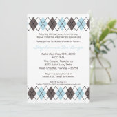 Invitation Baby shower de Jacquard gris bleu 5x7 (Debout devant)